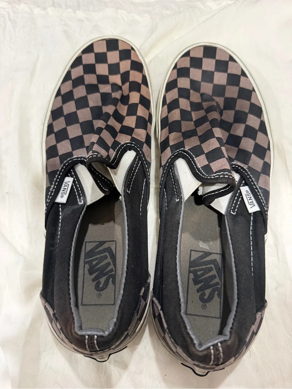 Vans Slip-On Checkerboard Loafers in Black and Brown